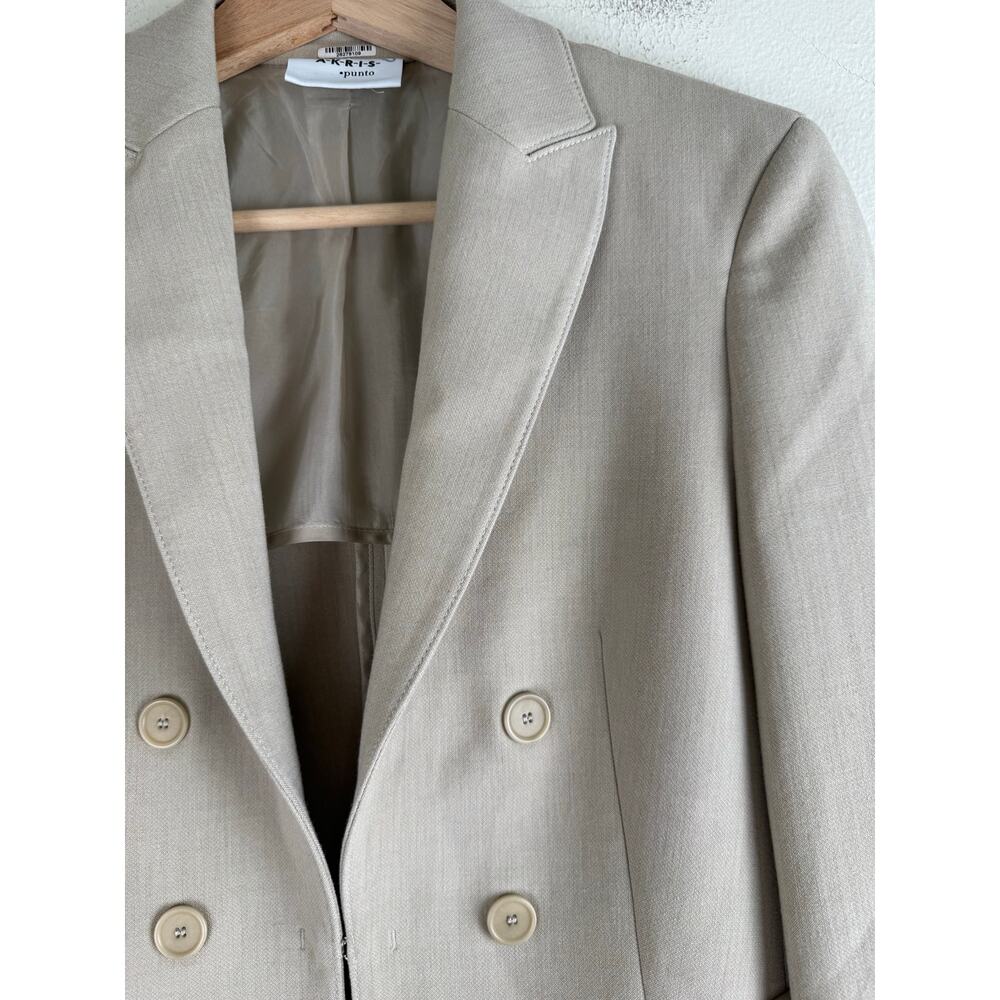 Akris Punto Double Breasted Tailored Blazer Beige Size 4 - Picture 8 of 15